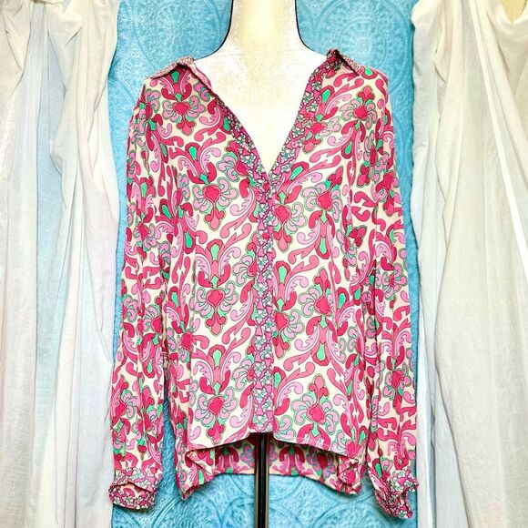ESQUALO Tops - Esqualo Spanish Designed Baroque Print Blouse Sz 12
